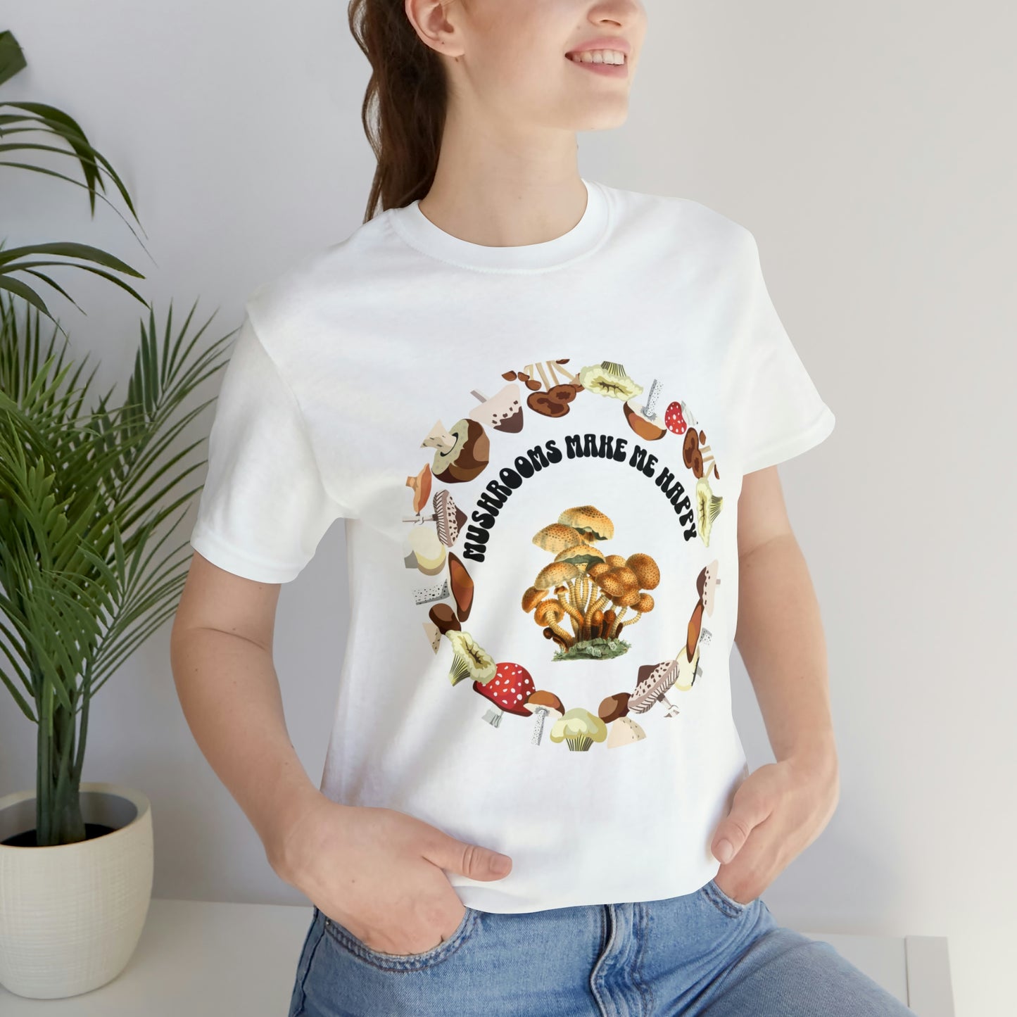 Mushrooms Make Me Happy T-Shirt -Unisex Jersey Short Sleeve Tee Mushroom T-shirt tshirt