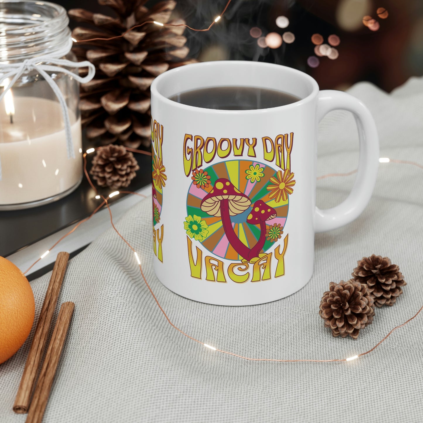 Ceramic Mug 11oz Groovy Day Vacay Coffee Mug Gift