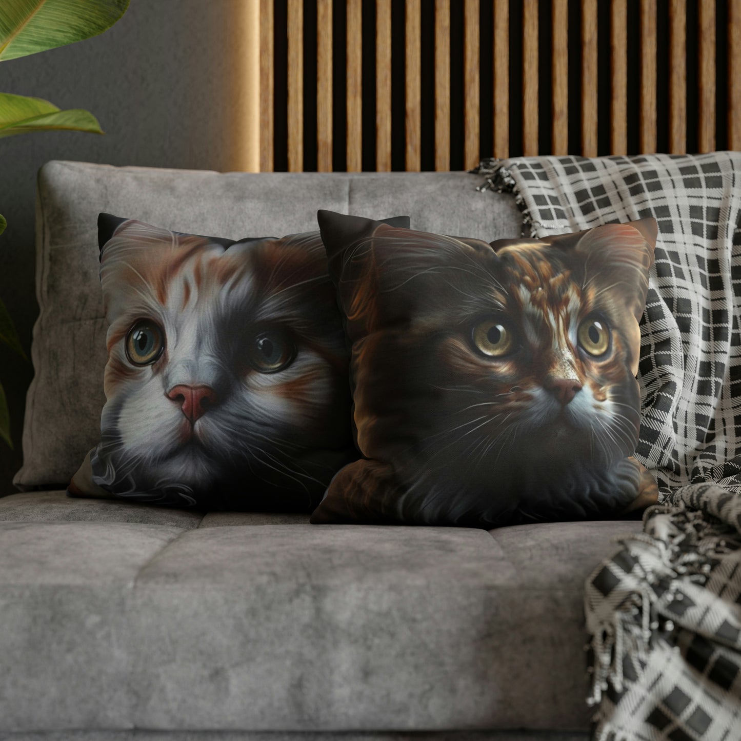 Cat PillowCase Square Beautiful High Quality Spun Polyester Square Cat PillowCase