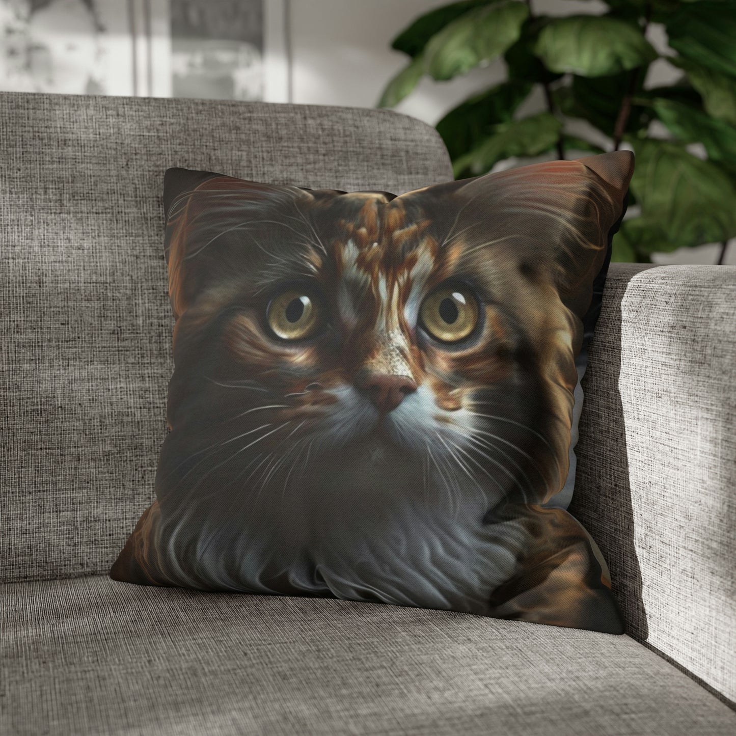 Cat PillowCase Square Beautiful High Quality Spun Polyester Square Cat PillowCase