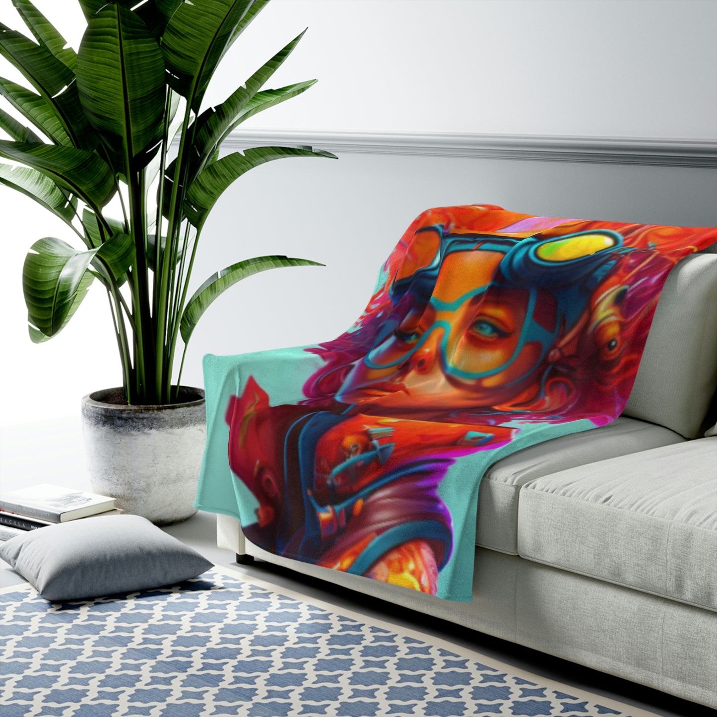 Velveteen Plush Blanket- Futuristic Artist