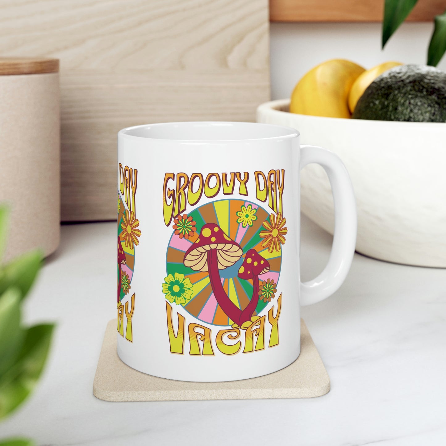 Ceramic Mug 11oz Groovy Day Vacay Coffee Mug Gift