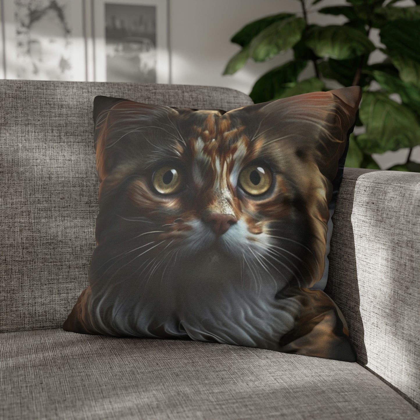 Cat PillowCase Square Beautiful High Quality Spun Polyester Square Cat PillowCase